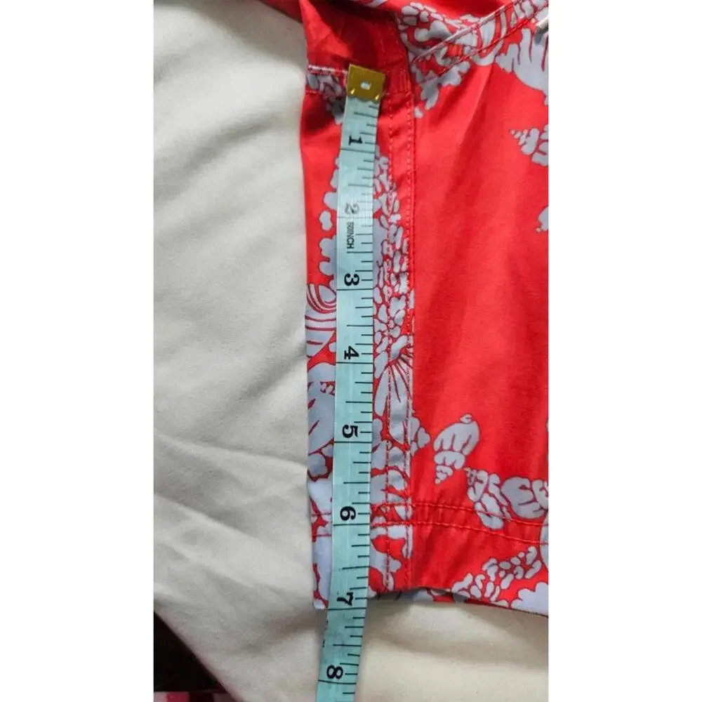 Nautica Men's Floral Tropical Hawaiian Print Swim Trunks Red &‎ Blue Size Medium